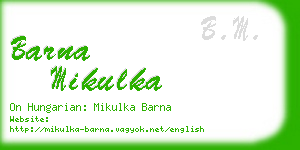barna mikulka business card